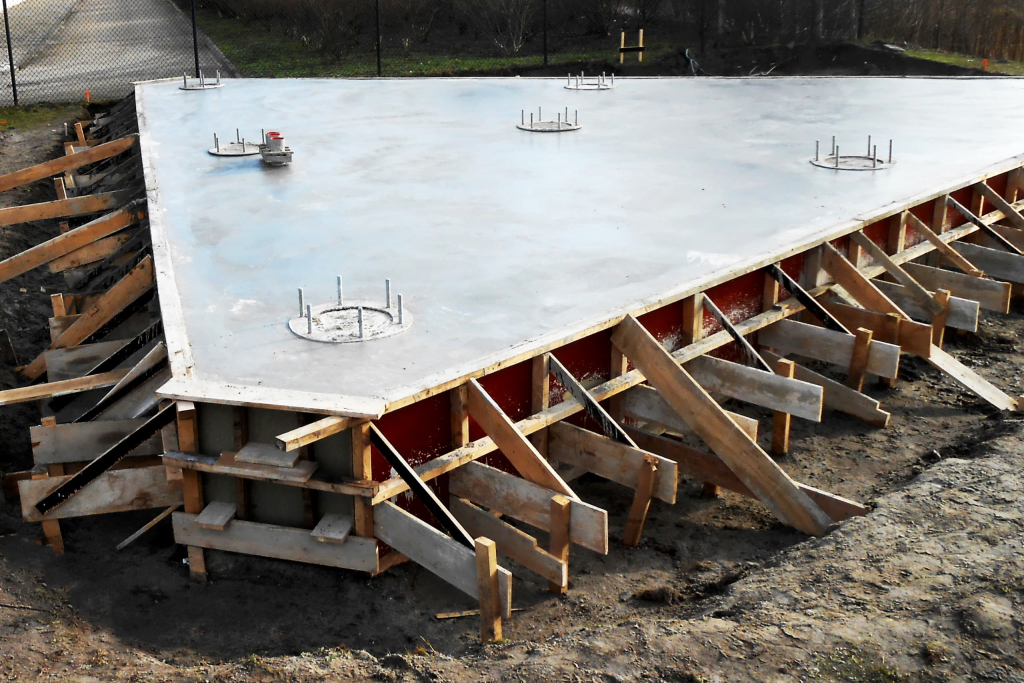 In het werk gestorte fundering